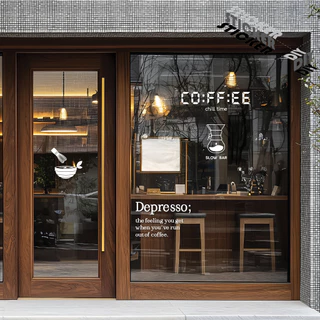 สติ๊กเกอร์ มัทฉะ / ชาเขียว / Matcha / Cafe (PVC ไดคัทตกแต่งกระจก ผนัง ประตู)