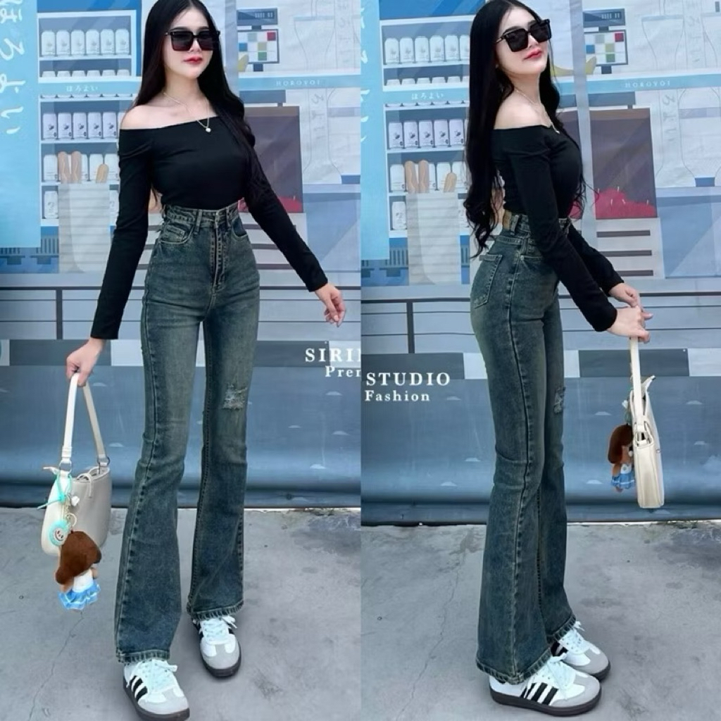 กางเกงยีนส์ขาม้ากลาง 🌈ป้าย SIRINAN STUDIO🐻