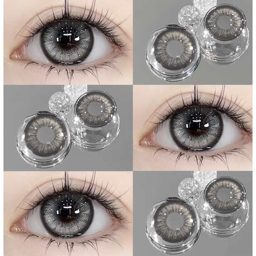 MIDROO [-0.00~-6.00]【COD】คอนแทคเลนส์รายเดือนสีดำ คอนแทคเลนส์ 🌑 Grey/ Black🌑กรองแสงขนาดมินิ-14.5mm