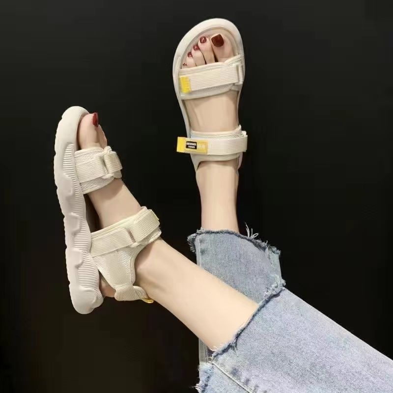 รองเท้ารัดส้น สายปรับได้  สายนุ่มไม่บาดเท้า ตีนตุ๊กแกแน่น วัสดุกันน้ำ สไตส์เกาหลี มีสี3สีให้เลือก พร้อมจัดส่งที่ไทย - รูปที่ 6