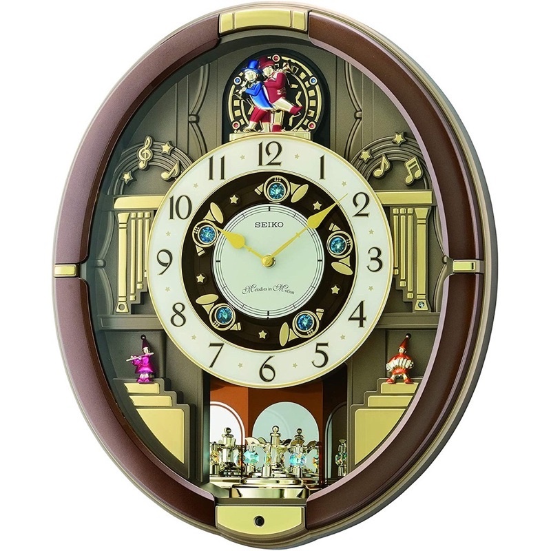 SEIKO CLOCKS นาฬิกาแขวนไชโก้ QXM384B QXM384 QXM 384นาฬิกาแขวน Seiko Melodies in Motion‏ clock มีเสียงเพลงนาฬิกาติ