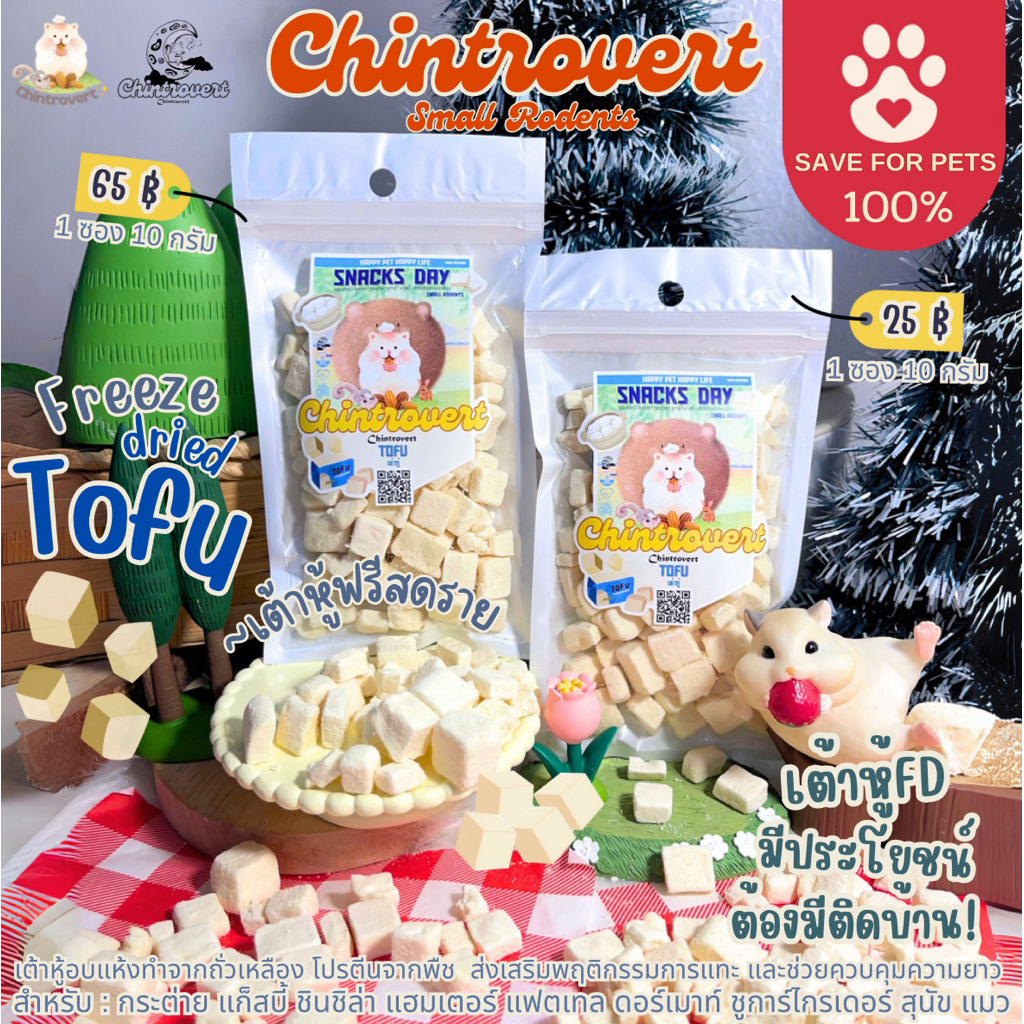 Chintrovert ✨| Tofu freeze dried เต้าหู้อบแห้ง | สัตว์ฟันแทะทุกชนิด
