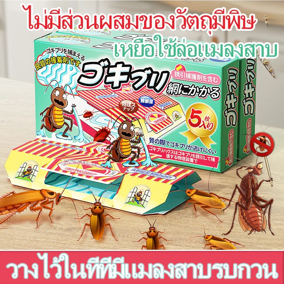 พร้อมส่งทุกวัน🌟บ้านแมลงสาบ และดักจิ้งจก กาวดักแมลงสาบ / จิ้งจก พร้อมเหยื่อสำเร็จรูป บรรจุ 5 หลัง ใน 1 กล่อง