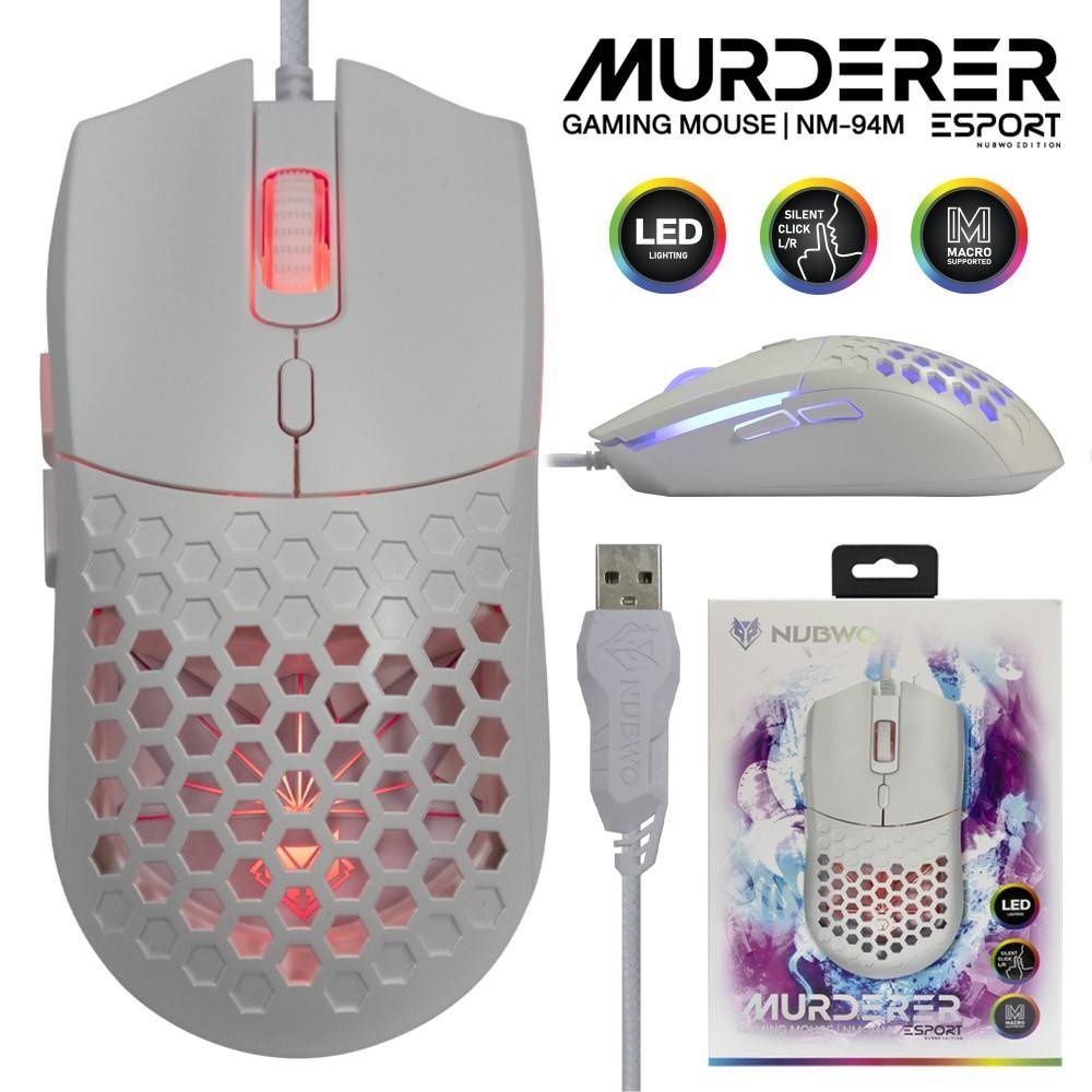 เม้าส์ USB MOUSE NUBWO NM-94M MURDERER WHITE