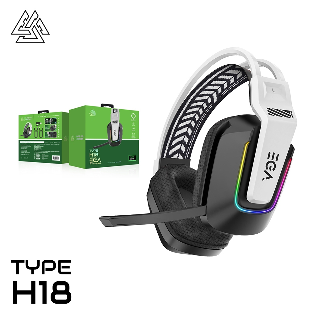 EGA Type-H18 Gaming Headset TRI-MODE Bluetooth 5.3+Wireless 2.4GHz+USB-C to 3.5mm หูฟังบลูทูธ หูฟังไ