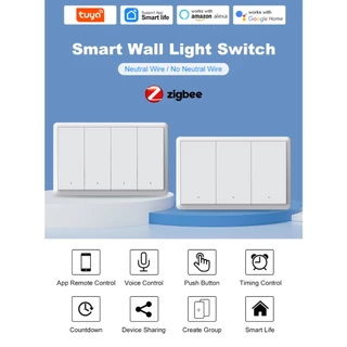 Tuya Zigbee Universal Piano Smart Switch ทูย่าสวิตช์อัจฉริยะแบบปุ่มกด Google Alexa