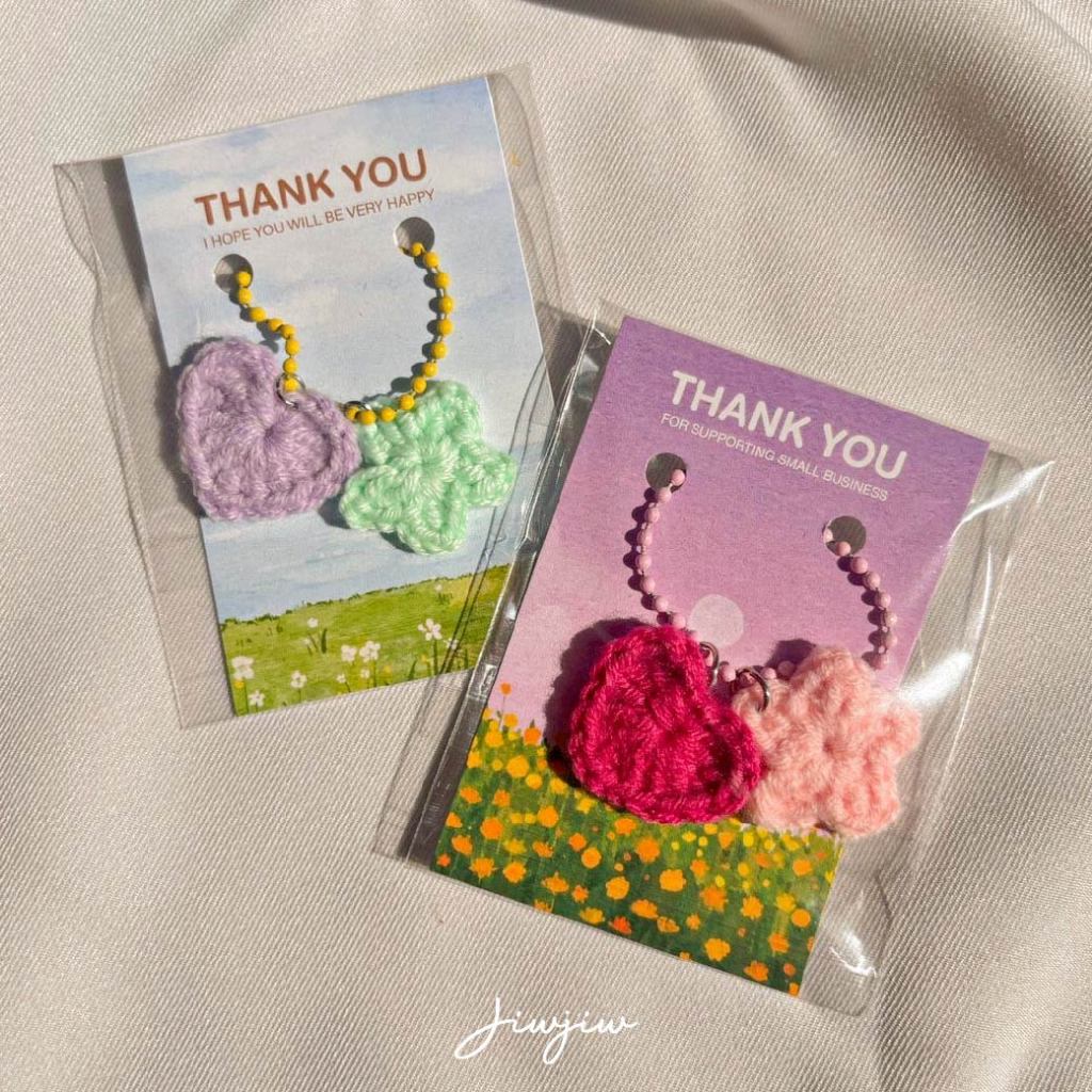 Jiwjiew I heart Keychain พวงกุญแจหัวใจไหมพรม