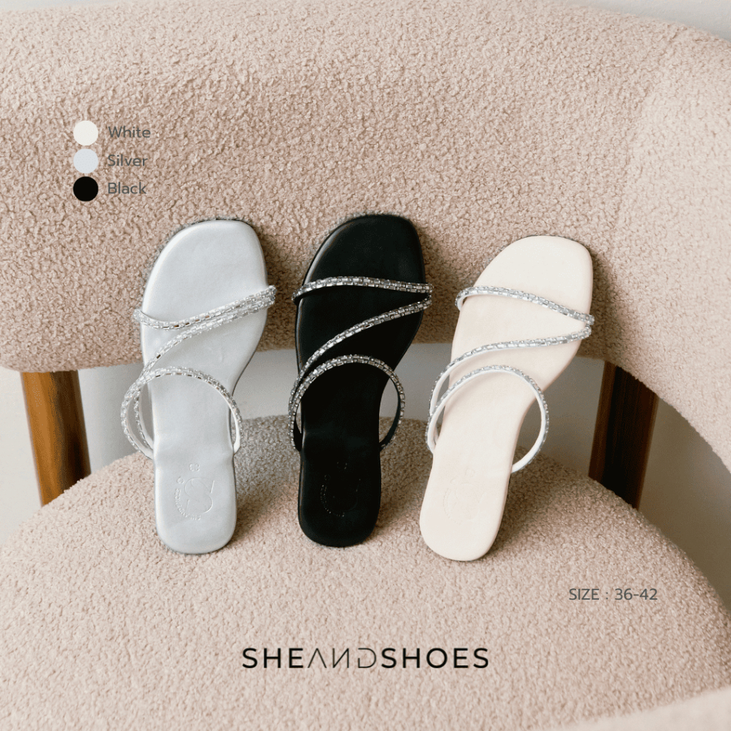 [ ลดล้างสต๊อก ] – Diamond รองเท้าแตะสวมเส้นเพชร [Sz.36-42] วิ้งวับ สวยงาม หรูนิดๆ