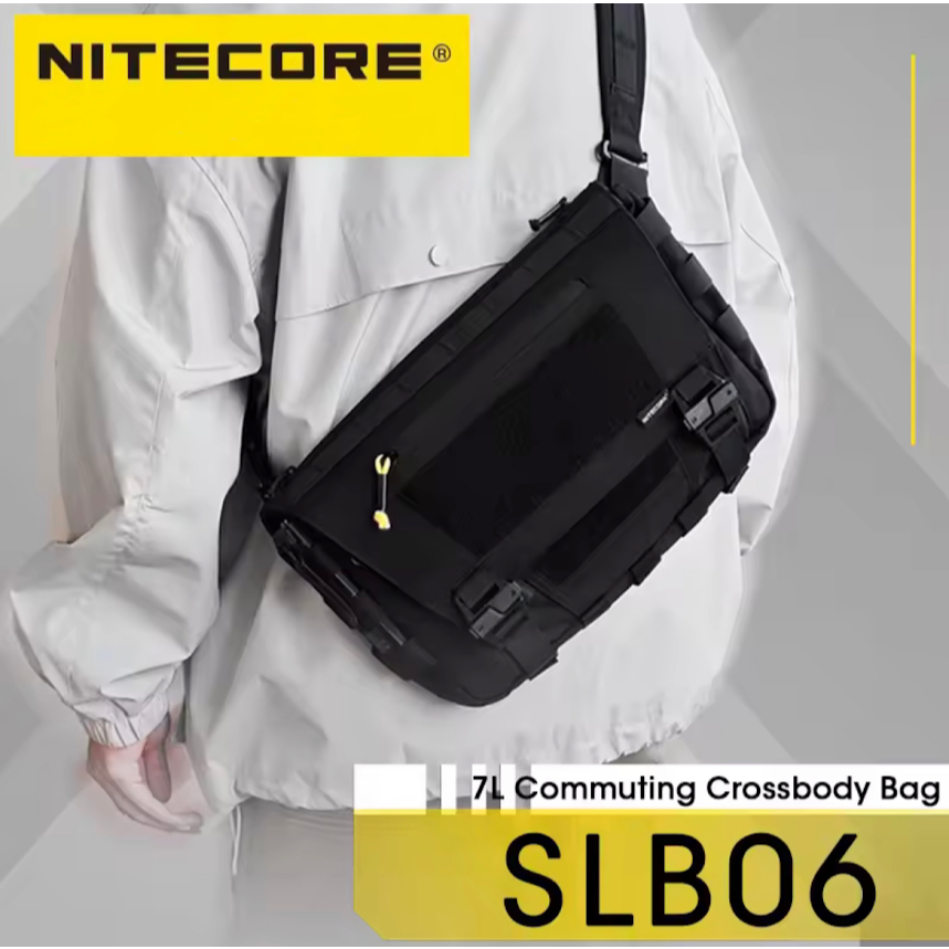 NITECORE SLB06 เดินทางCrossbodyกระเป๋าสะพายสีดํา 7L ยุทธวิธีไหล่กระเป๋าสําหรับสมาร์ทโฟนแท็บเล็ตโน้ตบุ๊ค