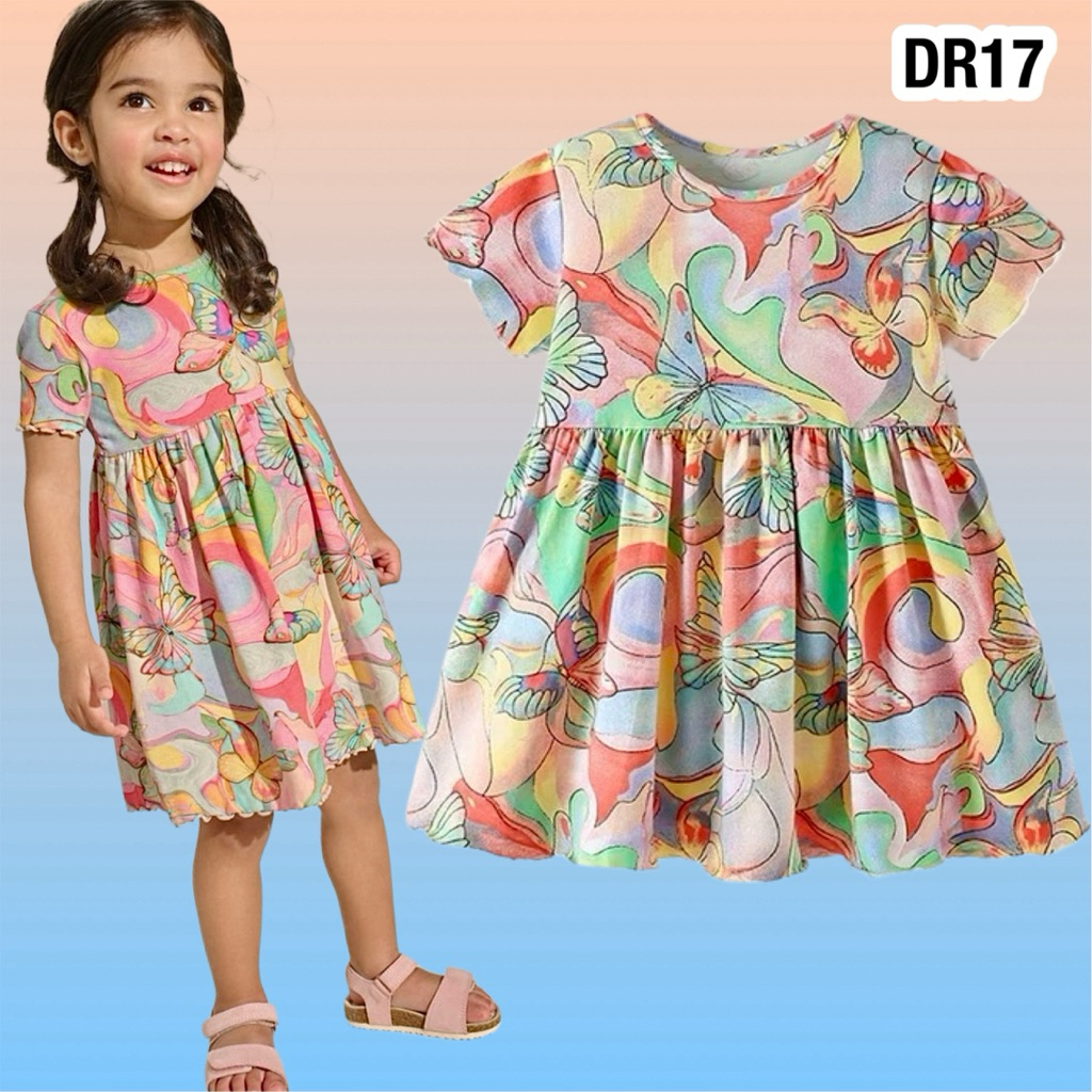 พร้อมส่งจากไทย ชุดเดรสเด็กผ้านิ่มใส่สบาย งานคุณภาพ ชุดเด็ก กระโปรง DR17