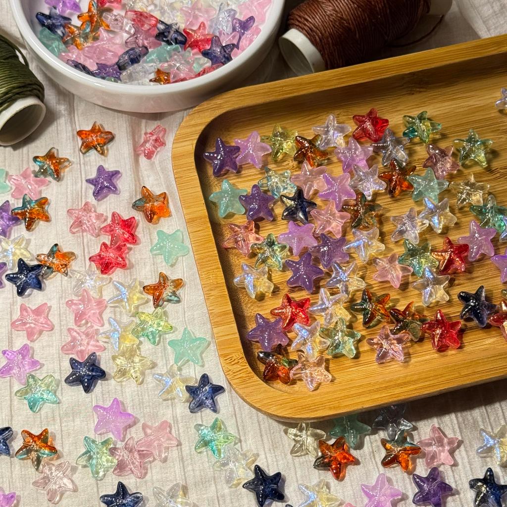 (ส่งจากไทย!!) ลูกปัดแก้วปลาดาว หอย แนวทะเล 10 ชิ้น DIY