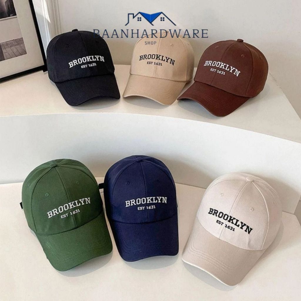 BAANHARDWARE หมวกเบสบอล แบบนิ่ม ปัก BROOKLYN  มี 6 สี คุณภาพสูง สไตล์เกาหลี H-034