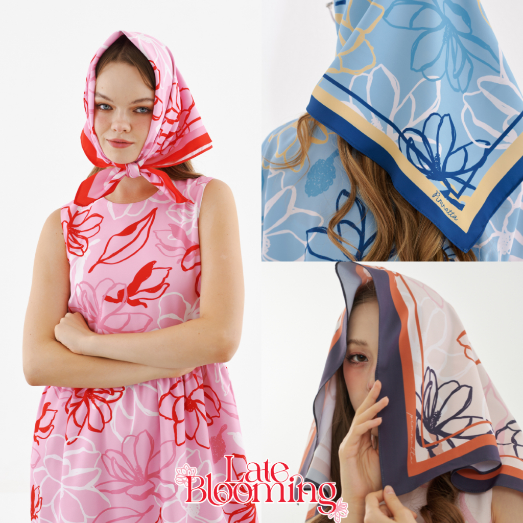 peem by pimnatta | Scarf Blooming ผ้าพันคอ ผ้าไหมอิตาลี ผ้าพันคอผู้หญิง ผ้าคลุมไหล่ ผ้าพิมพ์ลาย