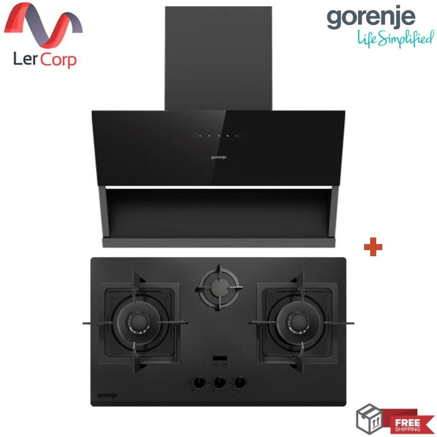 (Gorenje) เครื่องดูดควัน รุ่น PWHI94BG-TH + เตาแก๊ส 3 หัวเตา 83 ซม. รุ่น GHI3BG-TH