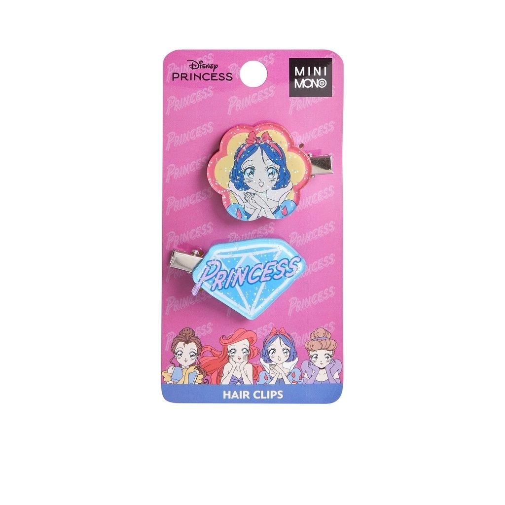 ✨Hair Clips✨กิ๊ฟติดผมลายเจ้าหญิงดิสนีย์ Disney Princess x Minimono เซ็ท 2 ชิ้น ลิขสิทธิ์แท้ 100% พร้