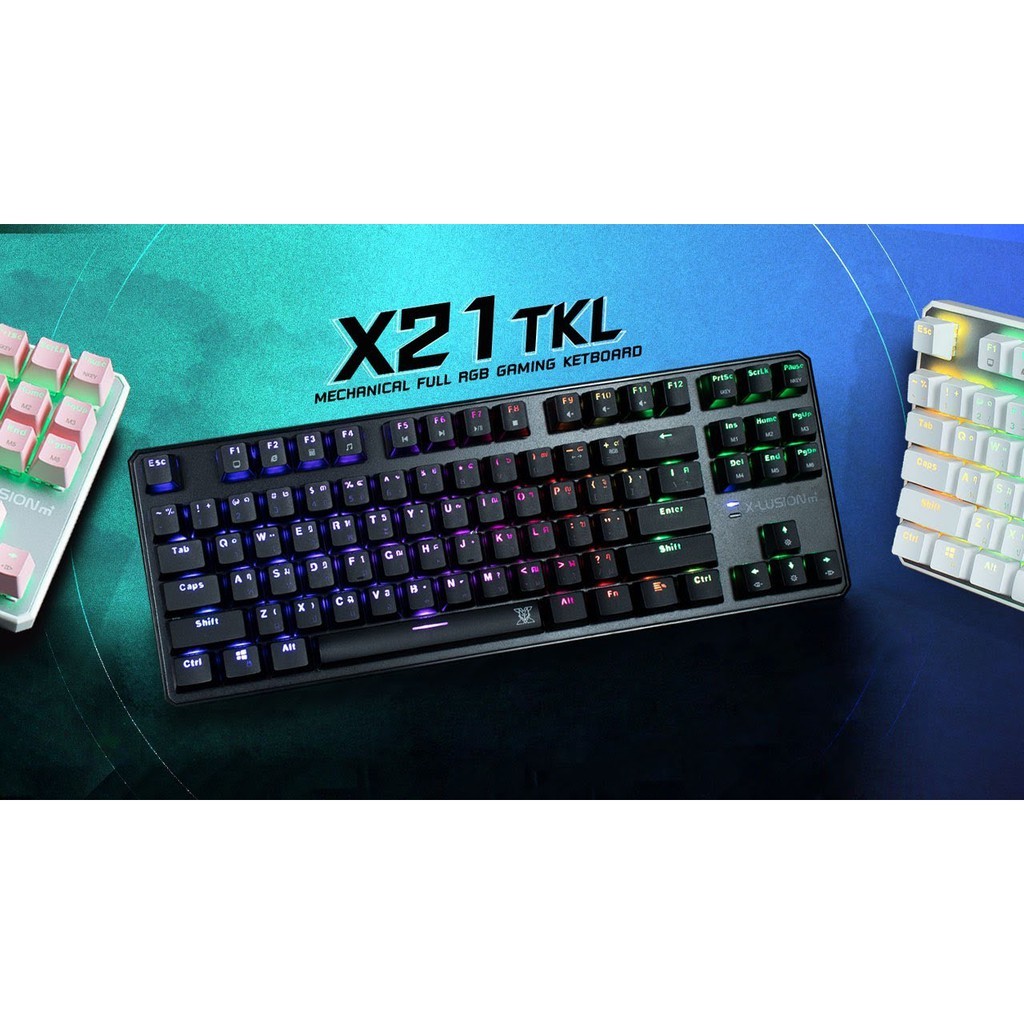 KEYBOARD (คีย์บอร์ด) NUBWO X-LUTION X21 TKL (BLACK) (OUTEMU BLUE SWITCH) (RGB LED) (EN/TH)
