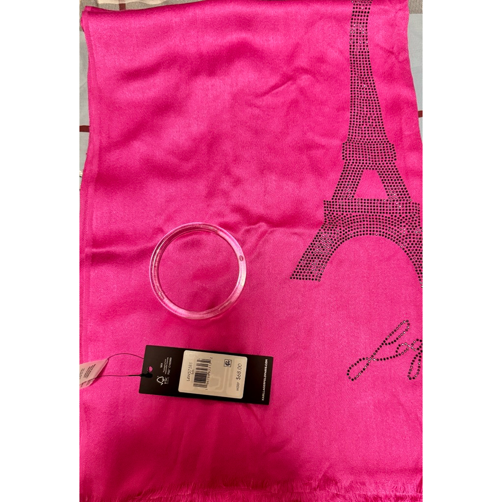 ผ้าพันคอ Karl Lagerfeld Laws7585 size 1 sz สีชมพู รับประกันของแท้จากอเมริกา 100%