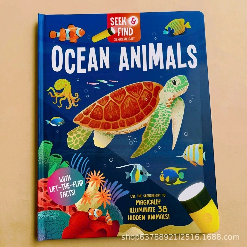 พร้อมส่ง Seek&Find Searchlight Sharks+Dinosaurs Board Book Activity