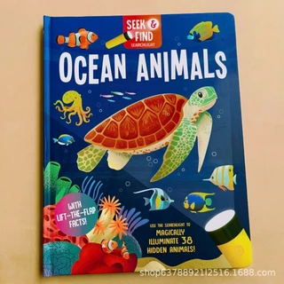 พร้อมส่ง Seek&Find Searchlight Sharks+Dinosaurs Board Book Activity