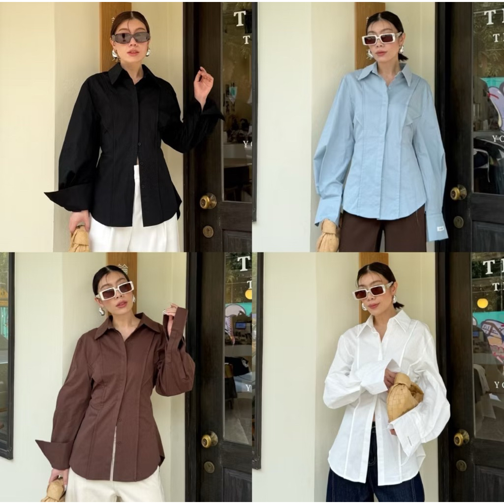 เสื้อเชิ้ต studiox2 *สีเหลือง /ชมพู ชายโค้งทรงเข้ารูป อก38 ยาว27 เอว36