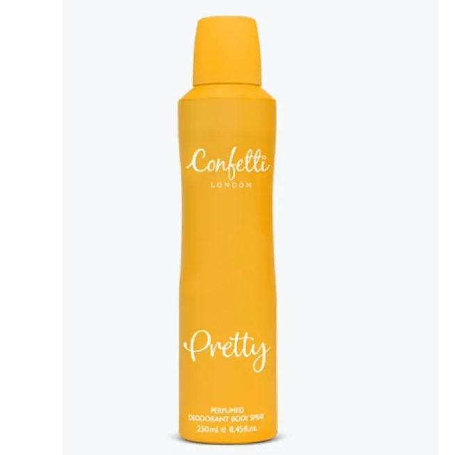 Confetti London Depodorant Spray Pretty 250ml. คอนเฟตติ ลอนดอน บอดี้ สเปรย์ พริตตี้