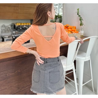 081-082 เสื้อยืดแขนยาว จั๊มข้างคอวี
