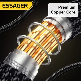ESSAGER สายชาร์จเร็ว 7A USB To Type C To Micro 2 in 1 สำหรับโทรศัพท์ USB 2.0 480 Mbps 100W Cord