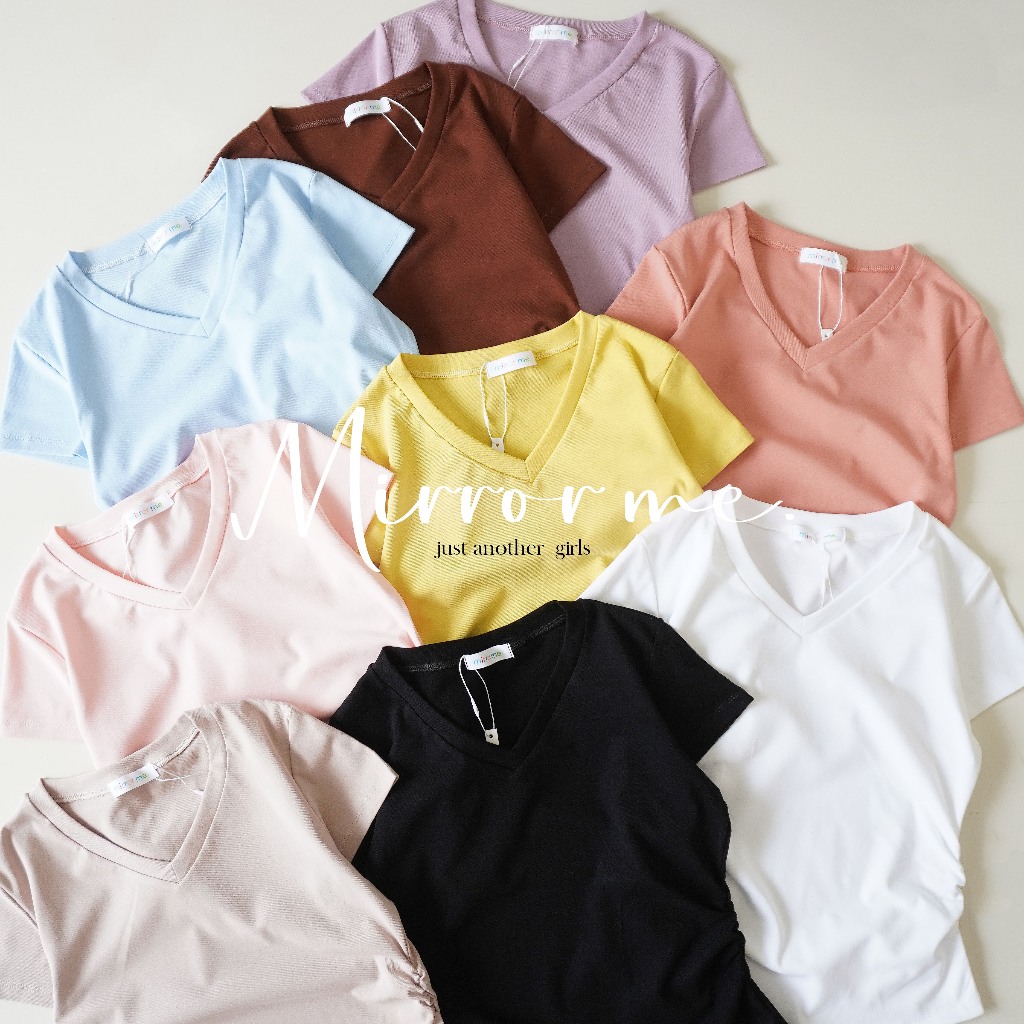 mirrorme เสื้อคอวี เอวย่นข้างพรางหุ่น