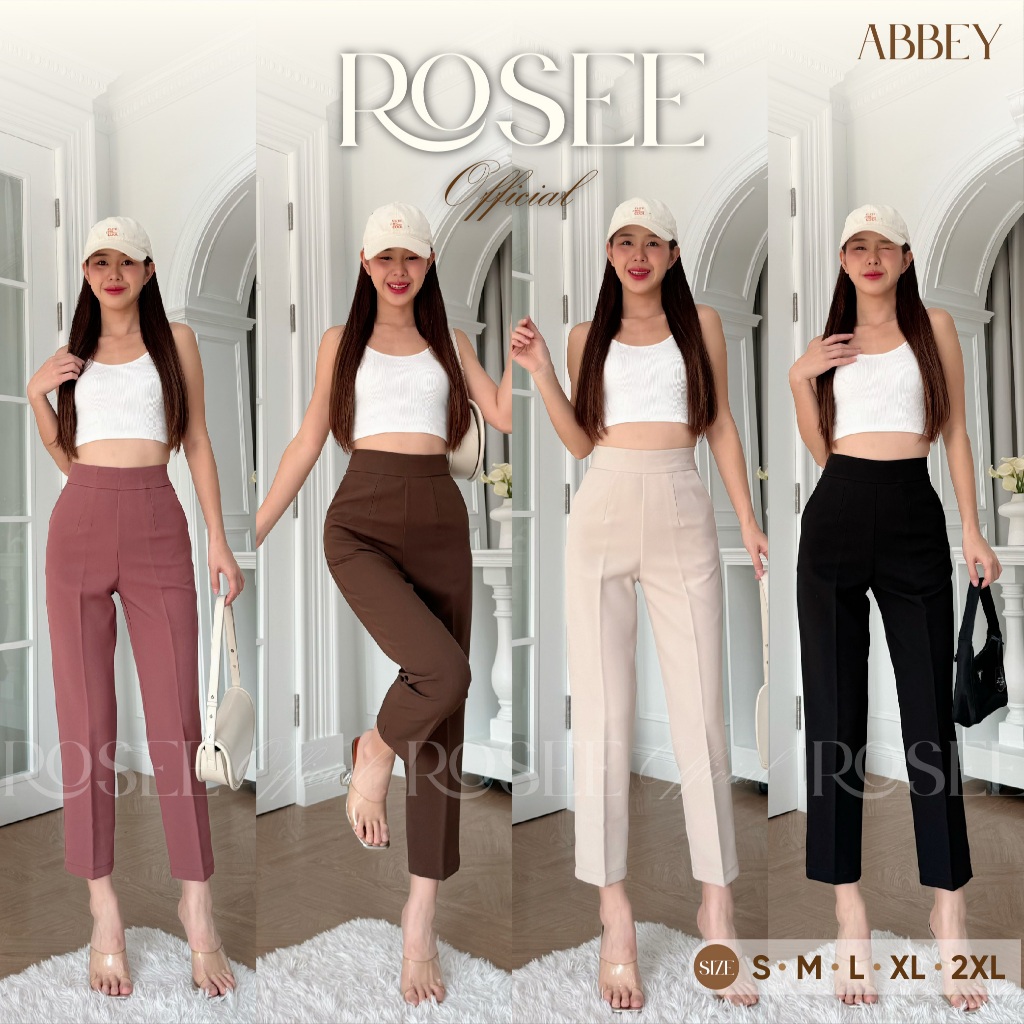 R22_Abbey 👖งานป้าย Umbrella👖 กางเกงขายาว กระบอกเล็ก ซิปข้าง ทรงคลาสสิค ใส่ทำงานได้ เนื้อผ้าหนาอยู่ทรงสวย