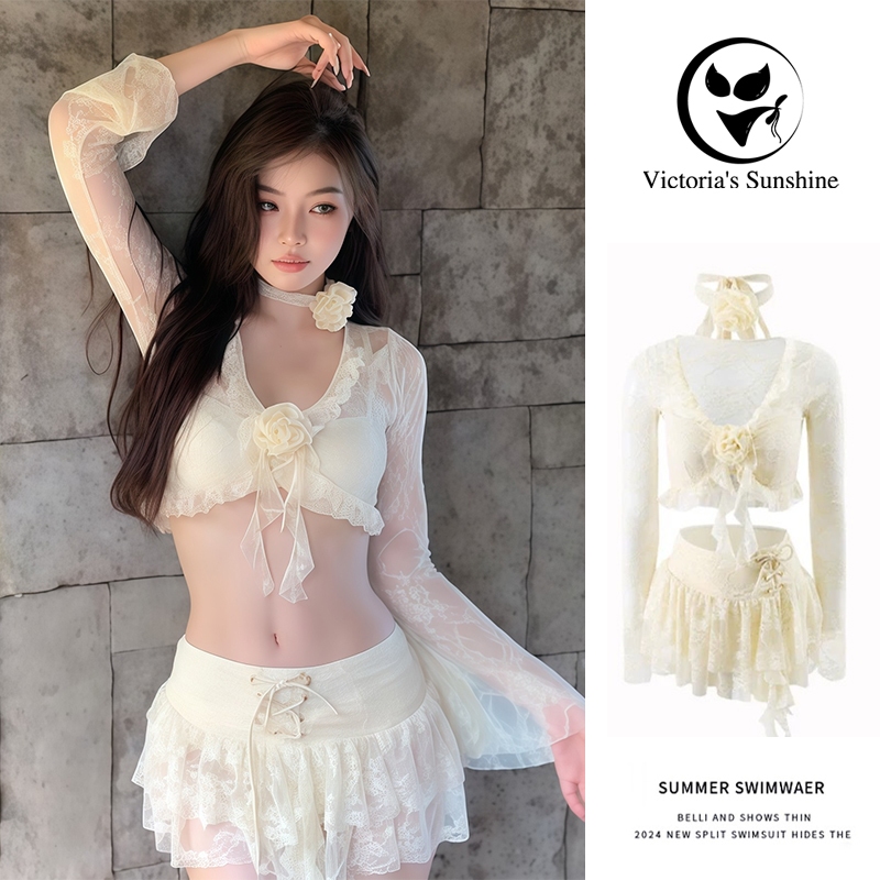 summer bikini🚚ชุดว่ายน้ำ bikini บิกินี่ลูกไม้ beachwear เซ็กซี่ ชายหาด#0872