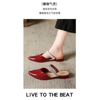 รองเท้าแตะคัทชู สายคาดเพชร ดีไซน์สวยทันสมัย ใส่สบาย ส้นหนา3CM #L--633#