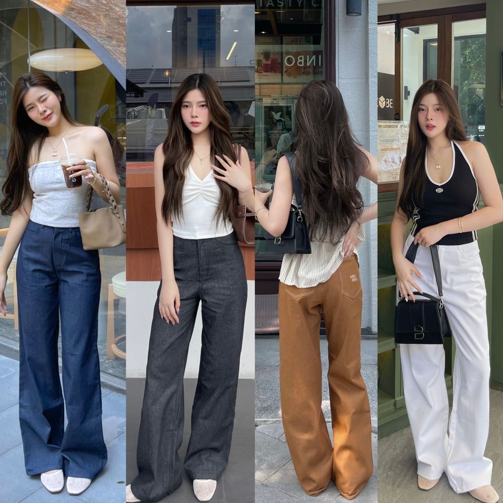 Ma. MAGIC PANTS กางเกงขากระบอกผ้าคอตตอนยีนส์