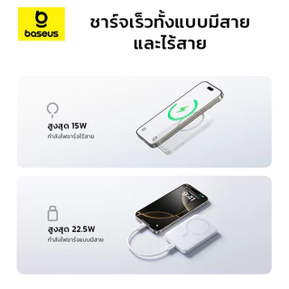 [มี CCC&มอก] Baseus พาวเวอร์แบงค์ Magnets EnerFill 10000mAh 22.5W FM11 Ultra-Mini Magnetic Power Bank