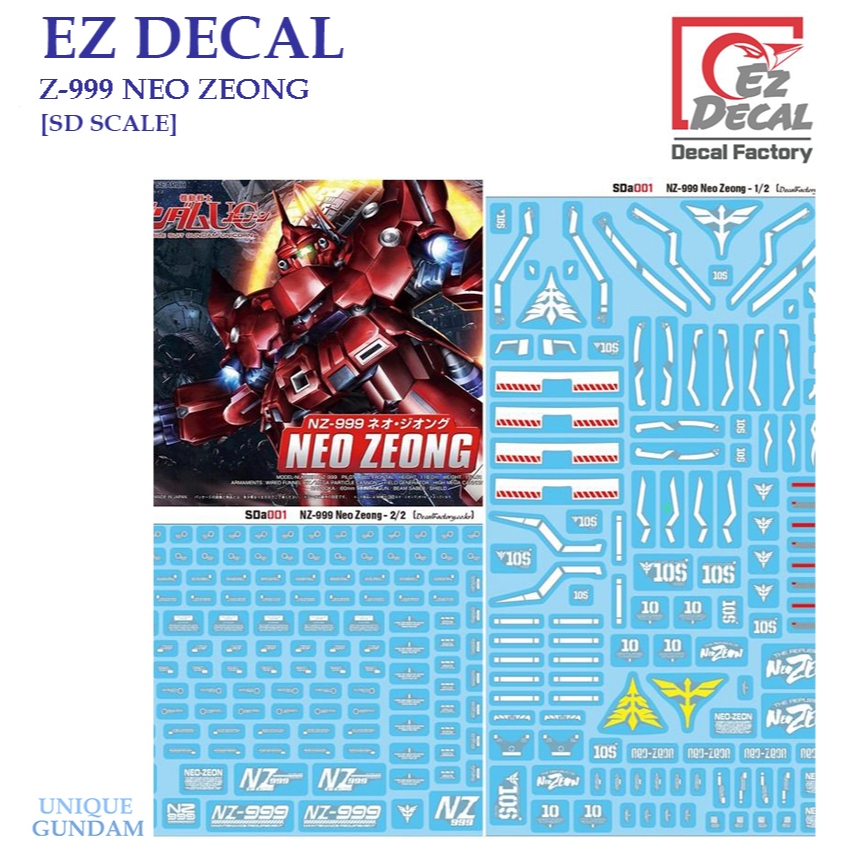 [EZ DECAL] M13 SD Z-999 NEO ZEONG GUNDAM  [SD SCALE] PRE-CUT WATER SLIDE DECAL