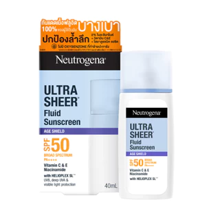 นูโทรจีนา อัลตร้า เชียร์ ฟลูอิด ซันสกรีน เอจ ชีลด์ เอสพีเอฟ50 พีเอ++++ 40 มล. Neutrogena Sunscreen Age Shield SPF50 PA++