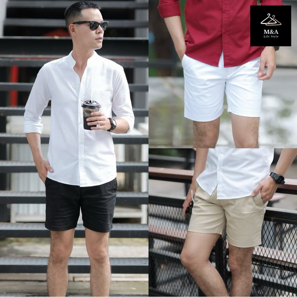 กางเกงขาสั้นผู้ชาย ความยาว 16 นิ้ว Man Clothing M&A Life Style ผ้าคอตตอน Cotton
