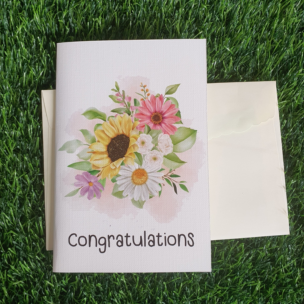 การ์ดอวยพร Congratulations ขนาด4x6นิ้ว พร้อมซอง  พร้อมส่ง