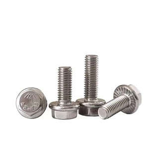 สกรูจานจักร หัวหกเลี่ยม สแตนเลส เกลียวมิลตลอด M8 Serrated Hex Flange Screws Stainless Steel 304.