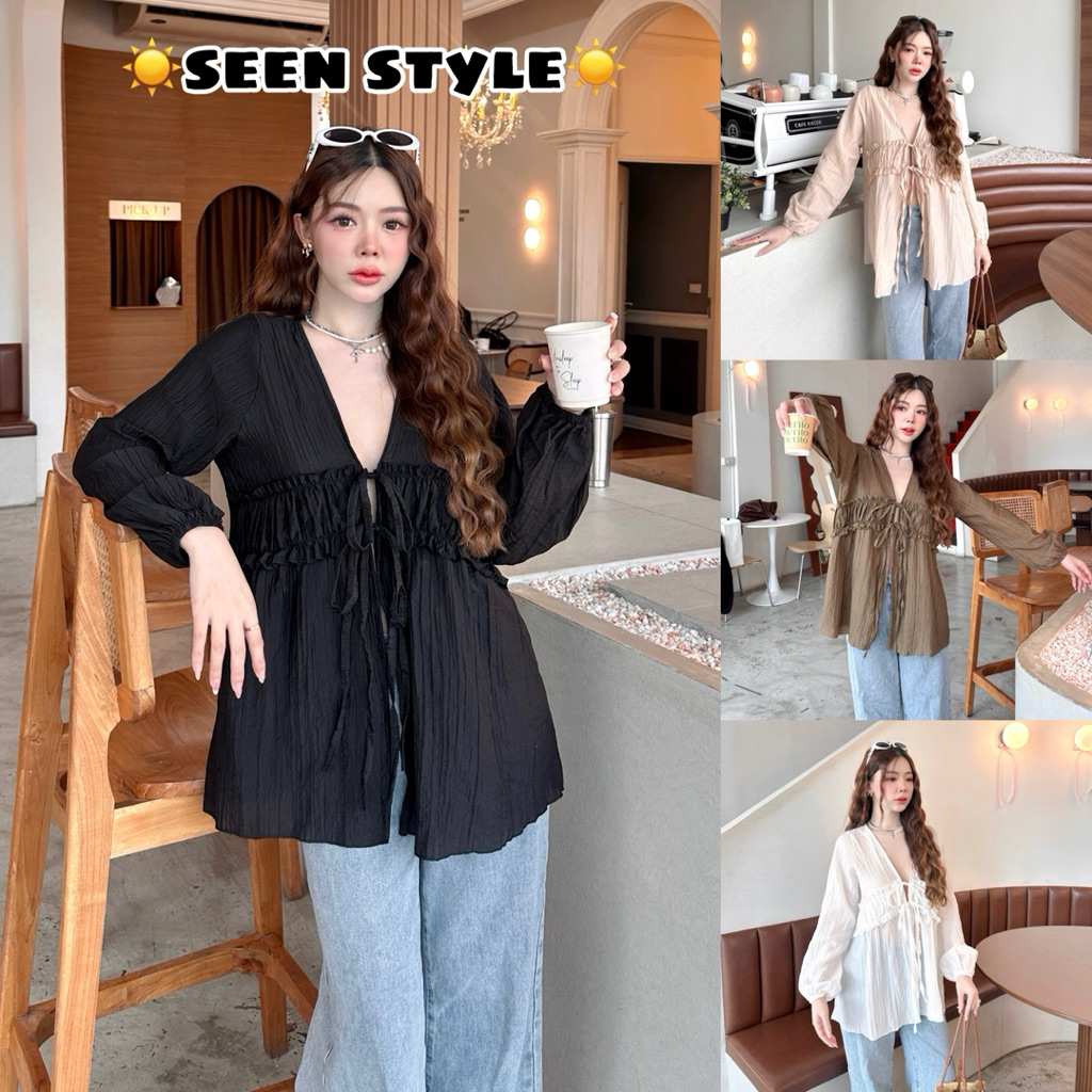 ☀️𝒔𝒆𝒆𝒏 𝒔𝒕𝒚𝒍𝒆 - (มีส่งด่วน) พร้อมส่งทุกสี รอบส่ง ป้าย SHEENY รุ่น Winnie top เสื้อผูกหน้าผ้าใส่สบาย สาวอวบใส่ได้