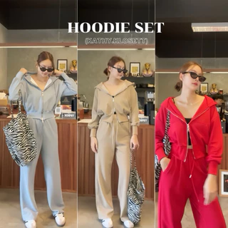 BASIC HOODIE -ชุดเซ็ตกันหนาวซิปหน้าฟรีไซส์ทรงสวย มีหลายเนื้อผ้าให้เลือก