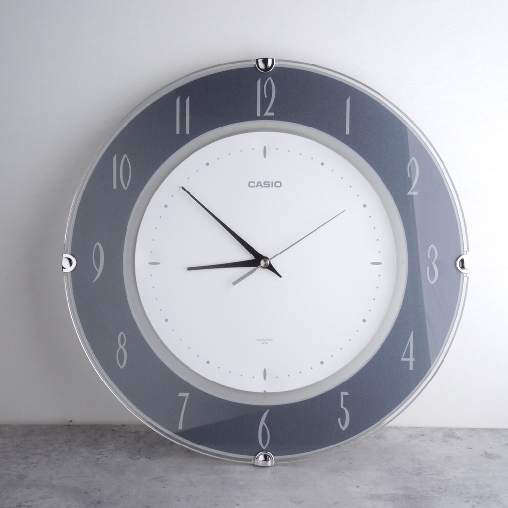 CASIO >> นาฬิกาแขวนผนังขนาด 14 นิ้ว เครื่อง SKP แบบเดินเรียบ ไม่มีเสียงรบกวน มือสองญี่ปุ่น