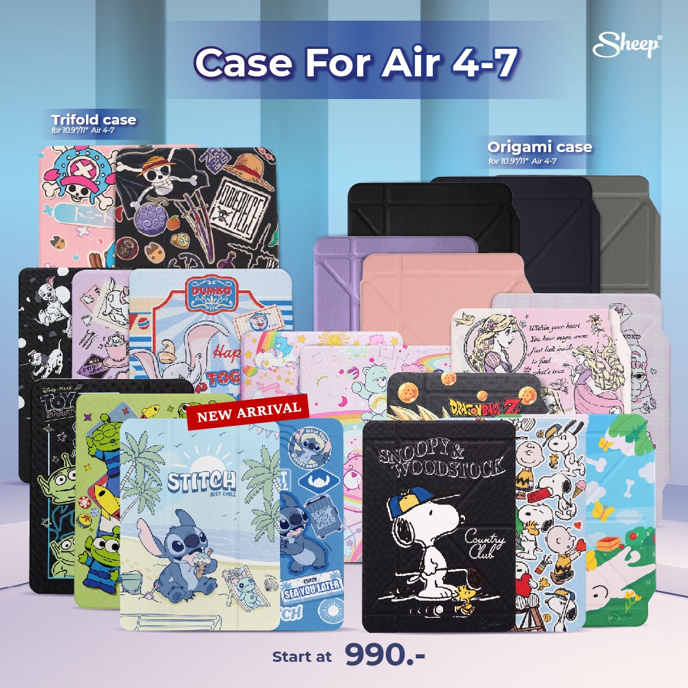 [Origami/Trifold Air4-6] เคสสำหรับไอแพด 10.9/11" Air4/Air5/Air6 2024 มีที่เก็บปากกาPencil2 เคสไม่ดันฟิล์มรวมลายลิขสิทธิ์