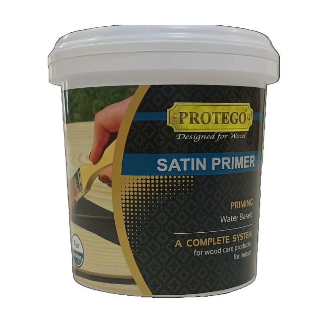 สีทาไม้ สีย้อมไม้โปรเทโก้ PROTEGO Satin Primer สีทาสูตรน้ำ ผลิตภัณฑ์สำหรับใช้ทารองพื้นไม้