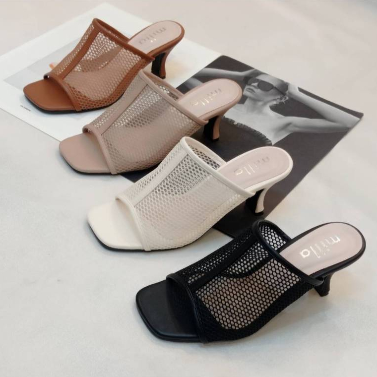 New!!!! รองเท้าส้นสูง 2.5 นิ้ว ทรงสวยใส่ง่ายเดินสบาย ไม่สูงมาก งานตาข่ายหนังนิ่มมาก