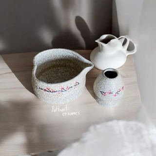 ถ้วยชงมัทฉะรูปหัวใจ ถ้วยChawan เซรามิค + แท่นวางแปรง