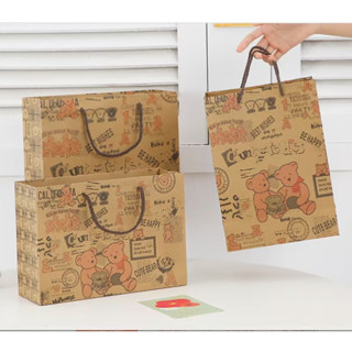 🍍🍍 PK 🍍🍍 ถุงของขวัญ bag กระดาษคราฟท์ พิมพ์ลายน้องหมี น่ารักใ…