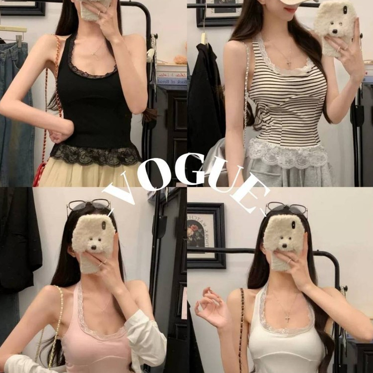 Vogue🌟พร้อมส่ง🌟 เสื้อคล้องคอ มีฟองน้ำ สีพาสเทล ใส่สบายมาก (FY793)