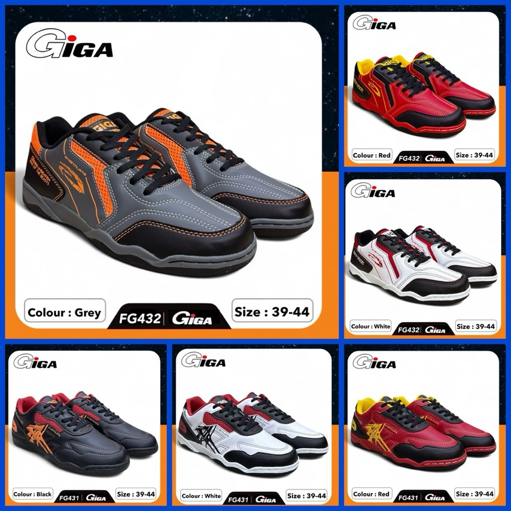 GiGa FG431 / 432 รองเท้าฟุตซอล กีก้า 39-44 สีแดง/ขาว/ดำ