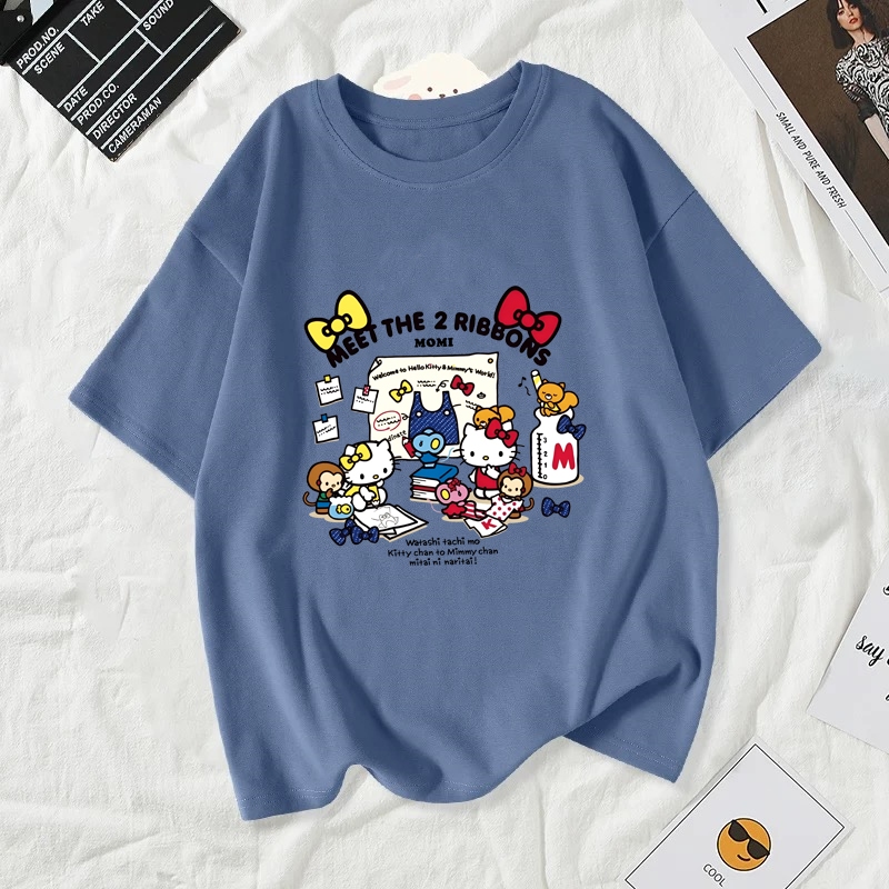 เสื้อยืดผู้หญิงแฟชั่นสาวลายการ์ตูนน่ารักฤดูร้อนเสื้อผ้าแฟชั่นส่วนเกาหลีสวมใส่สบายมาก#A189 - รูปที่ 5