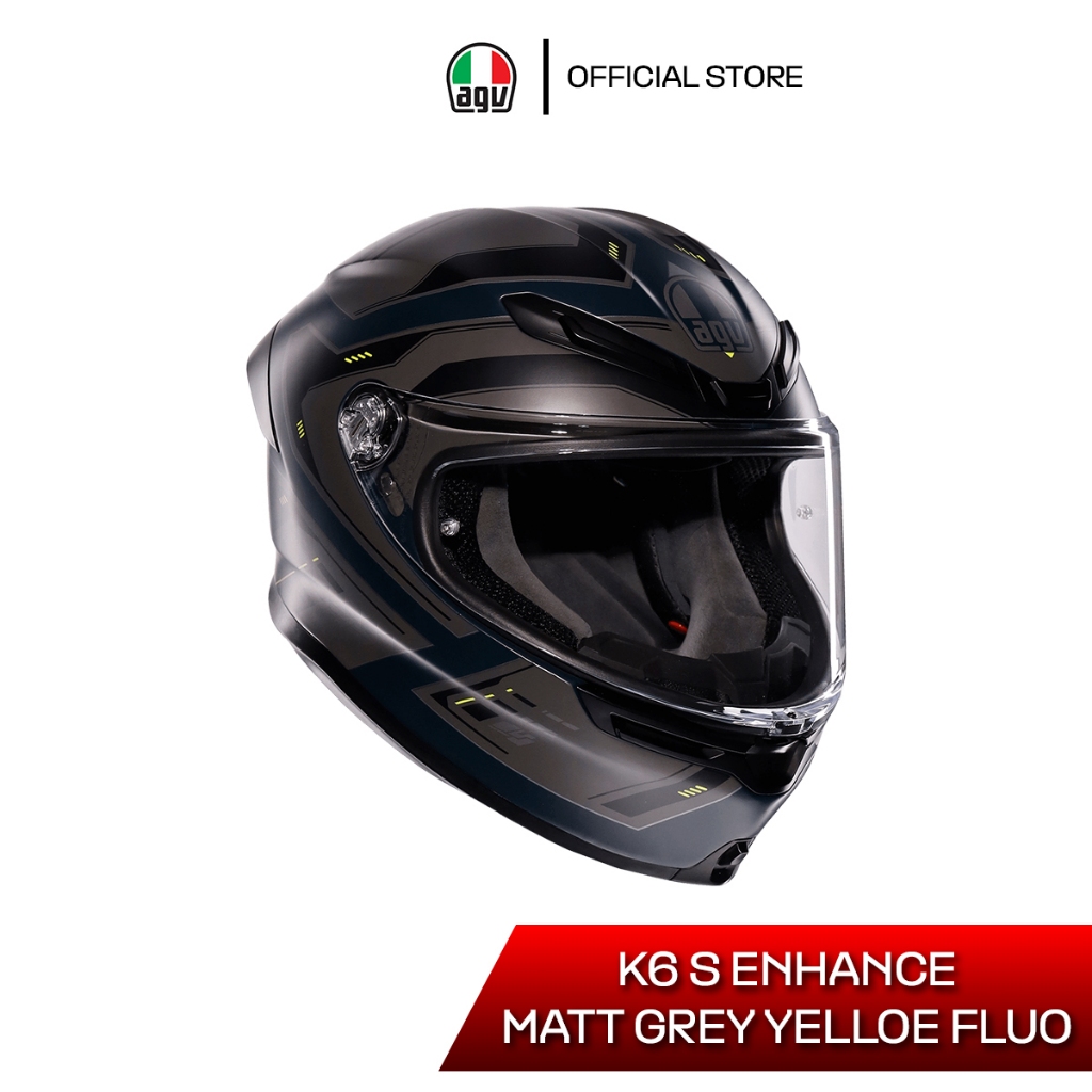 หมวกกันน็อค AGV K6 S / ENHANCE MATT GREY YELLOE FLUO
